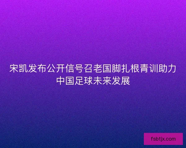 宋凯发布公开信号召老国脚扎根青训助力中国足球未来发展