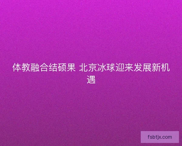 体教融合结硕果 北京冰球迎来发展新机遇