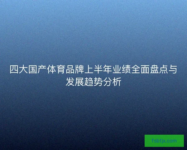 四大国产体育品牌上半年业绩全面盘点与发展趋势分析
